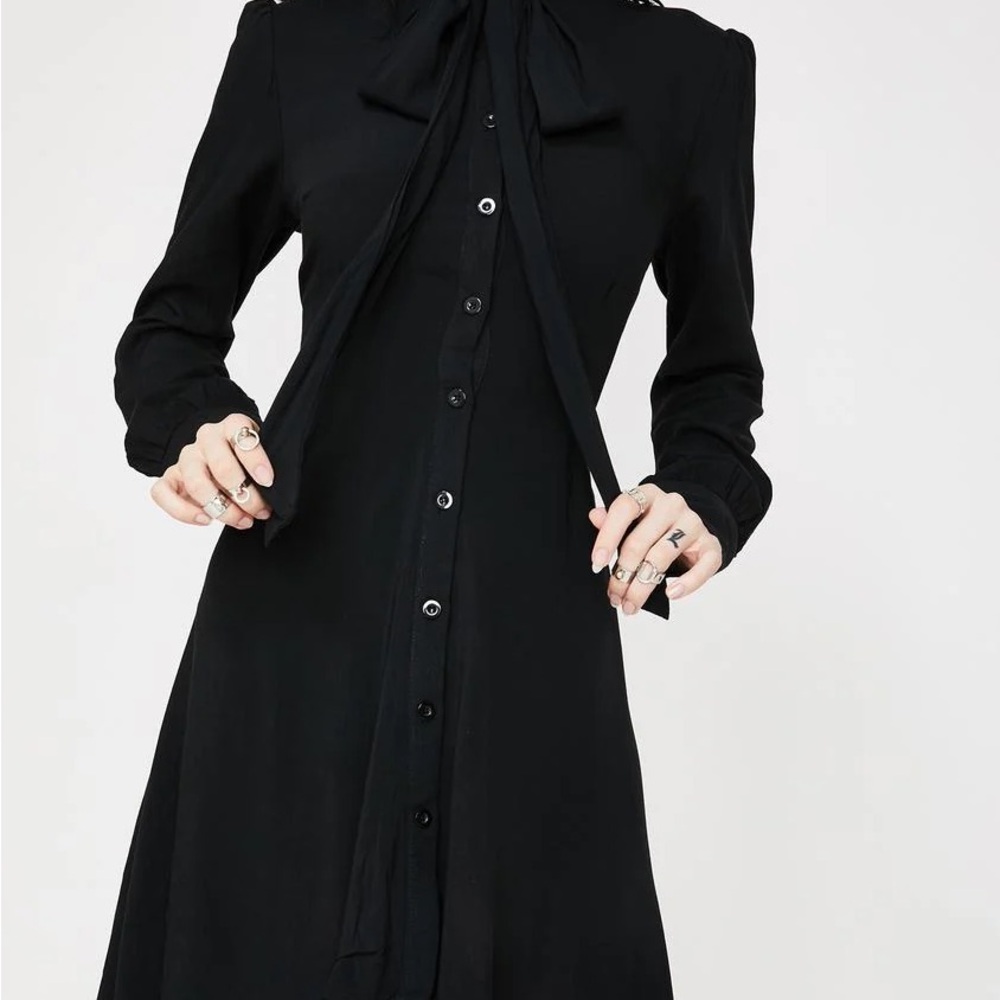 XXL Killstar Deaths Door Shirt Dress Front tie Black Button-Up Dress